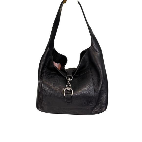 Dooney & Bourke Shoulder Hobo Satchel Handbag Black Lobster Clasp Pebble Leather